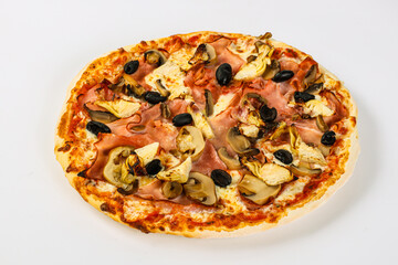 Pizza with artichoke and sausages