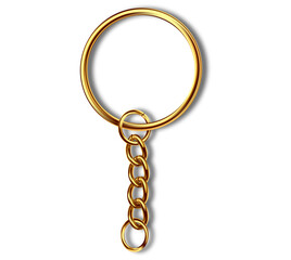 Leather keychain, trinket keyring mockup. Keyholder and breloque illustration. Keyring holders isolated on white background. Blank accessory.
