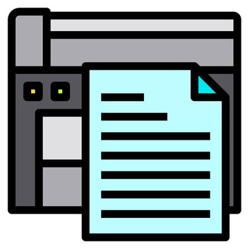 printer printing document, blue paper clip art preview