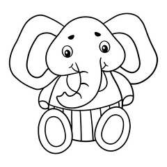 Coloring page with a toy elephant