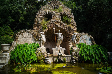 Croatia, Trsteno - Neptune fountain in arboretum
