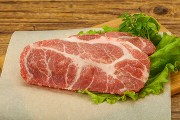 Raw pork meat neck steack