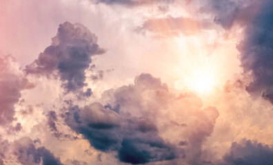 The sun's rays make their way through the clouds. Heaven's heaven. Paradise. Peace and tranquility.