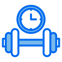 Dumbbell blue line icon