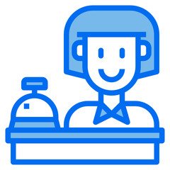 Receptionist blue line icon