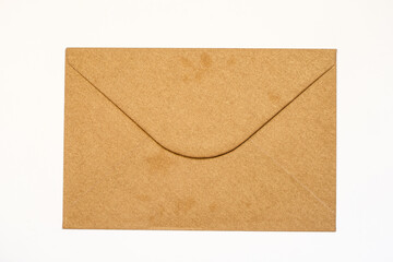 brown vintage paper envelope isolated on the white