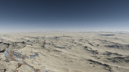 alien planet landscape, science fiction illustration, view from a beautiful planet, beautiful space background 3d render
