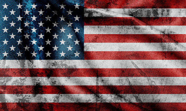 Grunge american flag wave texture background