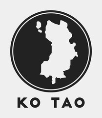 Ko Tao icon. Round logo with island map and title. Stylish Ko Tao badge with map. Vector illustration.