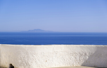 Spectacular view to Aegean Sea, Cyclades Greece. Folegandros island outlook balcony
