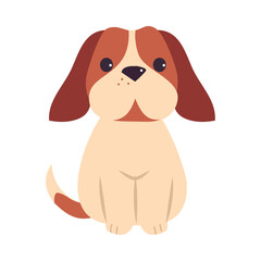 Cute Puppy Dog, Adorable Pet Animal with White and Brown Coat Cartoon Vector Illustration