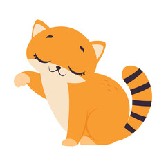 Cute Red Kitten, Adorable Funny Pet Baby Animal Cartoon Vector Illustration