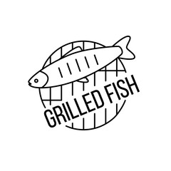 linear black grilled fish sign