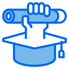 hand blue line icon