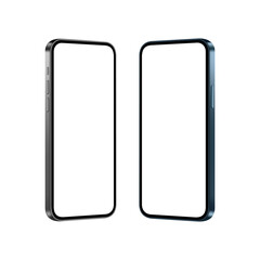 Smartphones Blue and Black Mockups with Blank Screens Isolated on White Background, Side View. Vector Illustration