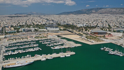 Aerial drone photo of famous port and Marina of Faliro or Phaleron in South Athens riviera, Attica,...