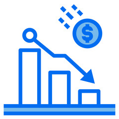down blue line icon