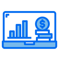 laptop blue line icon