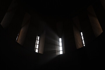 Windows glow in dark, religious background