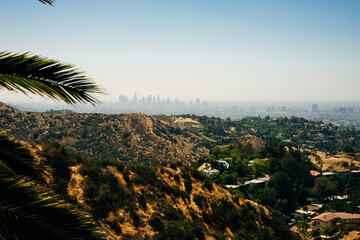 Los Angeles downtown skyline from the Hollywood Hills. LA, California, USA