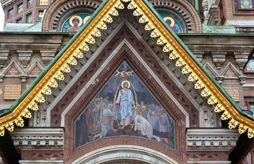 Fototapeta na wymiar Exterior detail of the Russian Orthodox Church of the Savior on Spilled Blood in Saint Petersburg, Russia