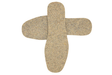 warm felt insoles isolated on white background