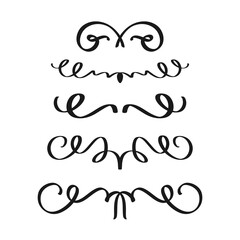 Hand drawn dividers set. Collection of vector borders, swirls, flourishes