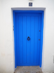 Blue door in asilah, morocco
