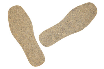 warm felt insoles isolated on white background