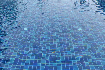 Blue water in the pool.