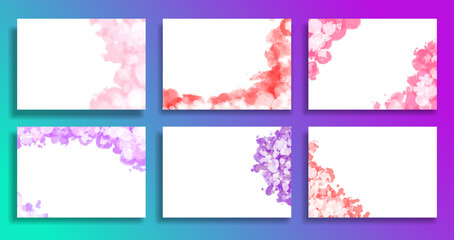 Set of modern watercolor abstract vector backgrounds. Pink with gray and white background. Modern pattern for presentations and banners. Vector illustration
