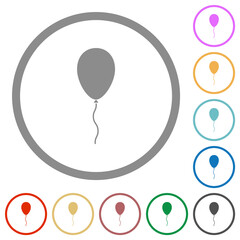 Single balloon flat icons with outlines