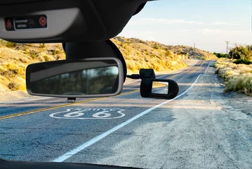 Foto op Plexiglas Car camera view of the Historic Route 66, California, USA © marcorubino