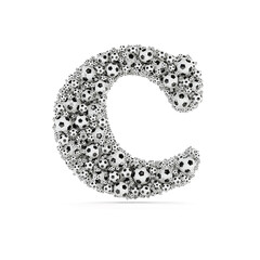 C letter with soccer football balls