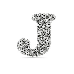 J letter with soccer football balls