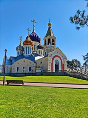 Russia, Moscow, Peredelkino , spring, cathedral church, lawn, background