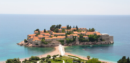 Sveti Stefan Island is a luxury summer resort in Montenegro. It is located near Budva, on the Adriatic Sea.