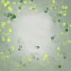 Soft flecks and confetti spots floating on blurred soft colored background flyer poster invitation framed border pastel colors