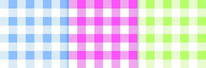 Plaid checkered gingham pattern set. Geometric pattern strip plaid background. Vector design