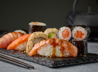 plate of various sushi
