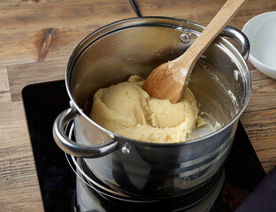 eclair dough in a pot