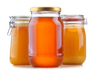 Composition with large jars of honey