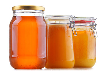 Composition with large jars of honey