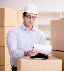 Man working in box delivery relocation service