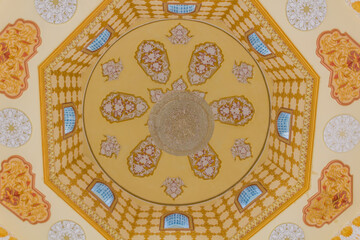 DUSHANBE, TAJIKISTAN - MAY 16, 2018: Ceiling of a pavilion in Dushanbe, capital of Tajikistan