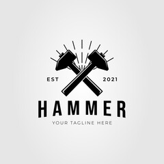 forging hammer, gavel silhouette logo vector illustration design
