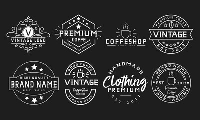 Obraz premium Vector vintage labels. Templates Set for banner.Set of business sign graphics and text logo designs