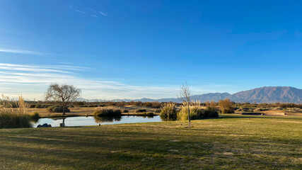 Landscape. Natural Park. Lagoon in the desert.	
