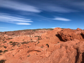 Fototapeta na wymiar Red rocks. National park. Angle View Of Rock Formations Against Sky 