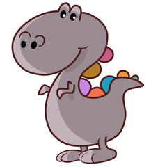 Cute dinosaur brown color , standing on flor